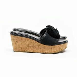 COACH Jazmin Canvas & Natural Cork Wedge Sandals Women's Size 7B